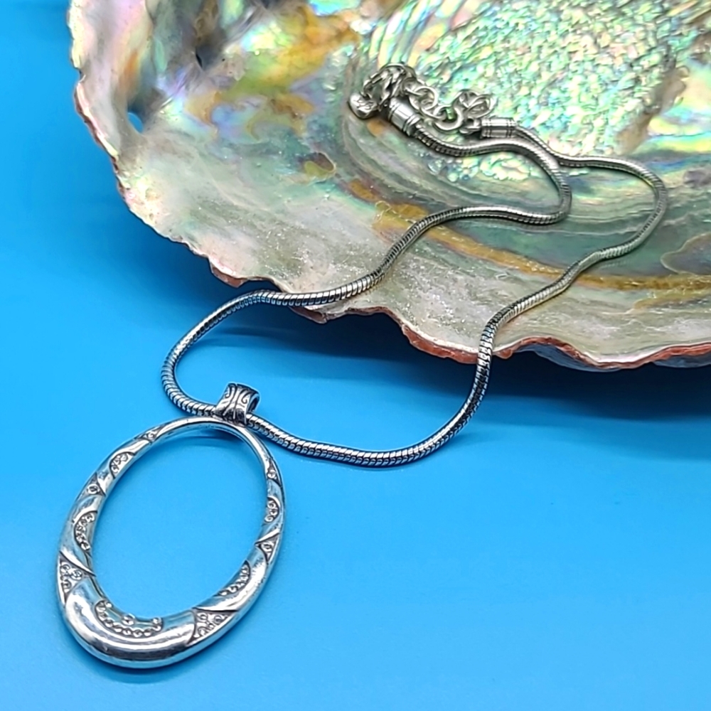 Brighton "SWINGING SIXTIES" Oval Reversible Pendant w Swarovski Crystals Retired